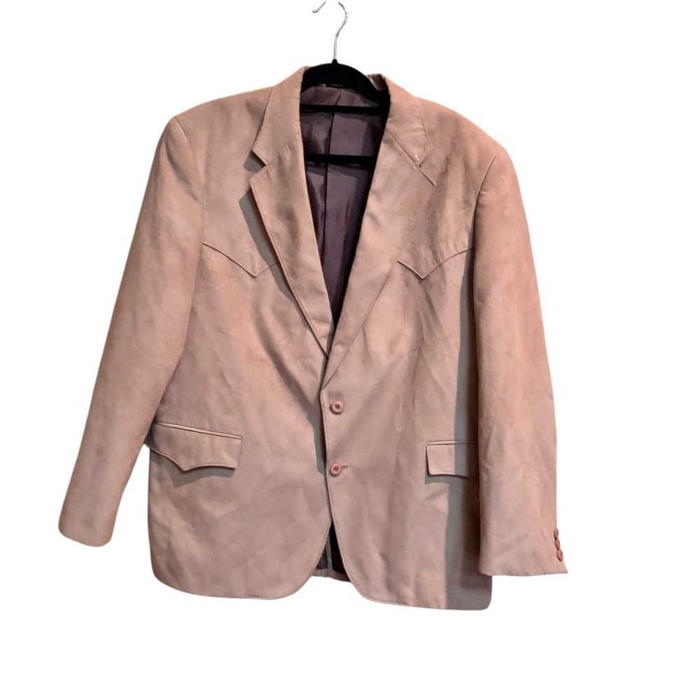 Vintage Circle S Western Blazer Jacket Tan Faux Suede 44R Dallas Texas‎